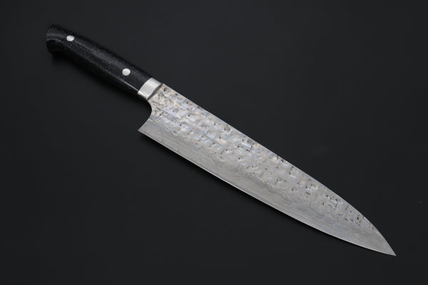 “Ocean Sunshine”: Takeshi Saji VG-10 Hammered Damascus Series TS-16 Gyuto 240mm (9.4 Inch, Black Dupont Corian Handle)