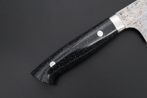 “Ocean Sunshine”: Takeshi Saji VG-10 Hammered Damascus Series TS-16 Gyuto 240mm (9.4 Inch, Black Dupont Corian Handle)