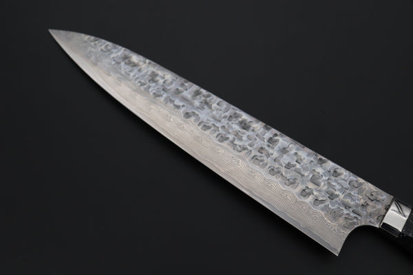 “Ocean Sunshine”: Takeshi Saji VG-10 Hammered Damascus Series TS-16 Gyuto 240mm (9.4 Inch, Black Dupont Corian Handle)