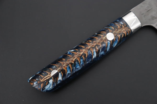 Takeshi Saji SUMMIT ― Limited Edition Custom Series SMT-1225 “Ocean Sunshine”: VG-10 Hammered Damascus Series Sujihiki 270mm (10.6 Inch)