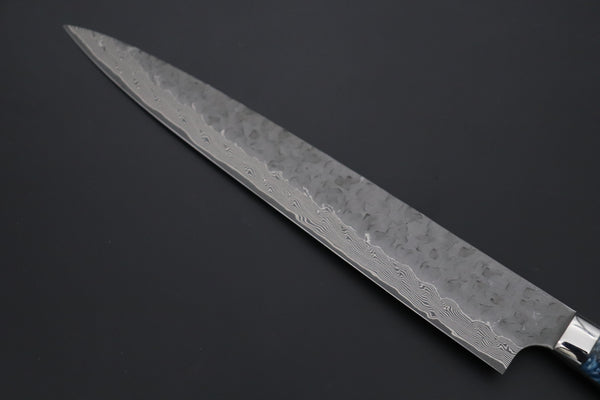 Takeshi Saji SUMMIT ― Limited Edition Custom Series SMT-1225 “Ocean Sunshine”: VG-10 Hammered Damascus Series Sujihiki 270mm (10.6 Inch)