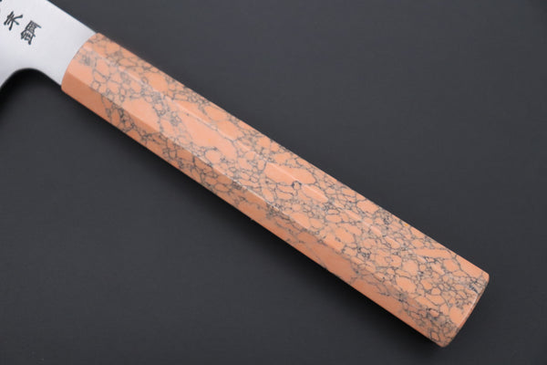Fu-Rin-Ka-Zan YUTAKA 豊佳 Series R-2 Edition FR2YP-38 Wa Gyuto 240mm (9.4 Inch, Octagonal Soft Pink Color Turquoise Composite Stone Handle)