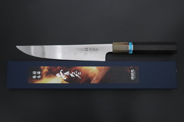 Mizuno Tanrenjo — Special Orders & Limited Editions Akitada Honyaki White Steel Series - Katana-Hocho 210mm (Single Bevel Edge, Versatile Single Bevel Edge Utility Slicer Knife, 8.2 Inch, MT-8)