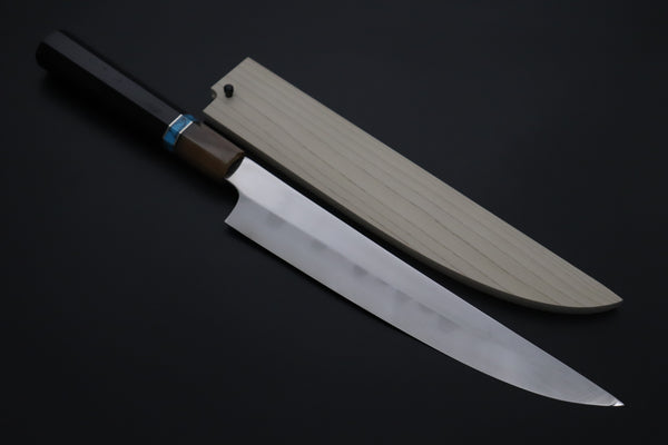 Mizuno Tanrenjo — Special Orders & Limited Editions Akitada Honyaki White Steel Series - Katana-Hocho 240mm (Single Bevel Edge, Versatile Single Bevel Edge Utility Slicer Knife, 9.4 Inch, MT-9)