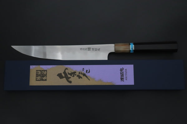 Mizuno Tanrenjo — Special Orders & Limited Editions Akitada Honyaki White Steel Series - Katana-Hocho 240mm (Single Bevel Edge, Versatile Single Bevel Edge Utility Slicer Knife, 9.4 Inch, MT-9)