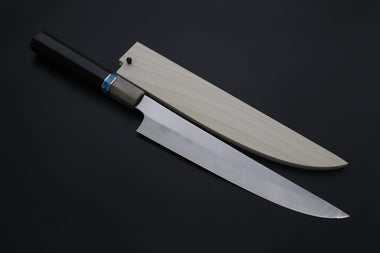 Mizuno Tanrenjo Yanagiba For only Right Handers Mizuno Tanrenjo — Special Orders & Limited Editions Akitada Honyaki DX Blue Steel No.2 Series - Katana-Hocho 240mm (Single Bevel Edge, Versatile Single Bevel Edge Utility Slicer Knife, 9.4 Inch, MT-10)