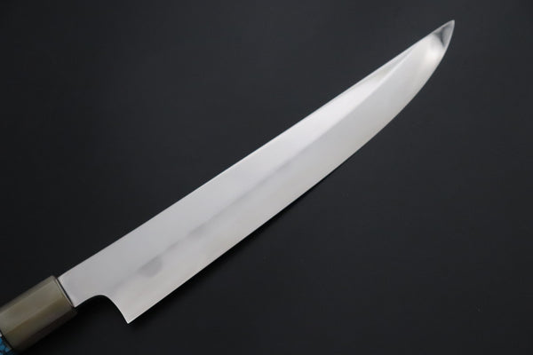 Mizuno Tanrenjo — Special Orders & Limited Editions Akitada Honyaki DX Blue Steel No.2 Series - Katana-Hocho 240mm (Single Bevel Edge, Versatile Single Bevel Edge Utility Slicer Knife, 9.4 Inch, MT-10)