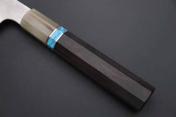 Mizuno Tanrenjo — Special Orders & Limited Editions Akitada Honyaki DX Blue Steel No.2 Series - Katana-Hocho 240mm (Single Bevel Edge, Versatile Single Bevel Edge Utility Slicer Knife, 9.4 Inch, MT-10)