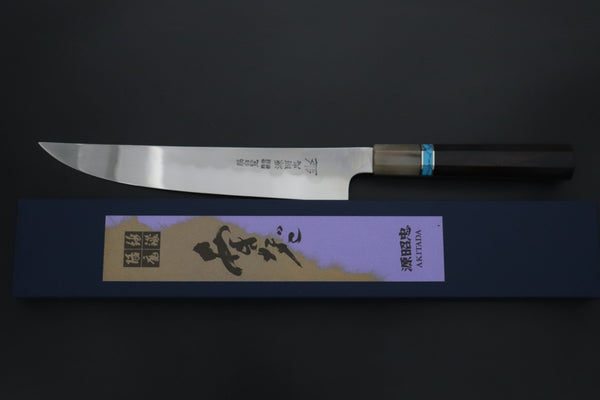 Mizuno Tanrenjo — Special Orders & Limited Editions Akitada Honyaki DX Blue Steel No.2 Series - Katana-Hocho 240mm (Single Bevel Edge, Versatile Single Bevel Edge Utility Slicer Knife, 9.4 Inch, MT-10)