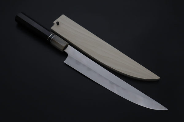 Mizuno Tanrenjo — Special Orders & Limited Editions Akitada Honyaki DX Blue Steel No.2 Series - Katana-Hocho 240mm (Single Bevel Edge, Versatile Single Bevel Edge Utility Slicer Knife, 9.4 Inch, MT-11)