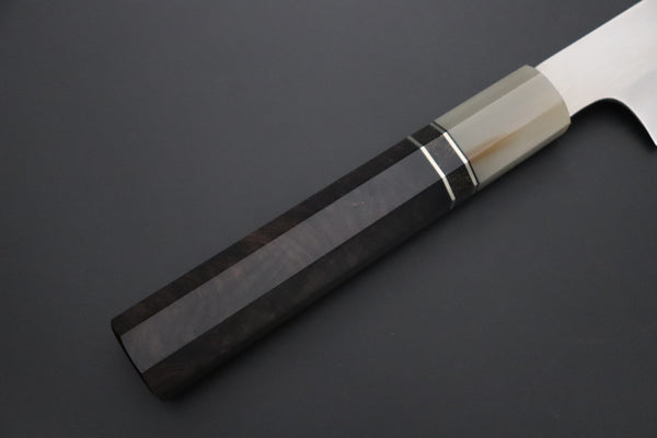 Mizuno Tanrenjo — Special Orders & Limited Editions Akitada Honyaki DX Blue Steel No.2 Series - Katana-Hocho 240mm (Single Bevel Edge, Versatile Single Bevel Edge Utility Slicer Knife, 9.4 Inch, MT-11)