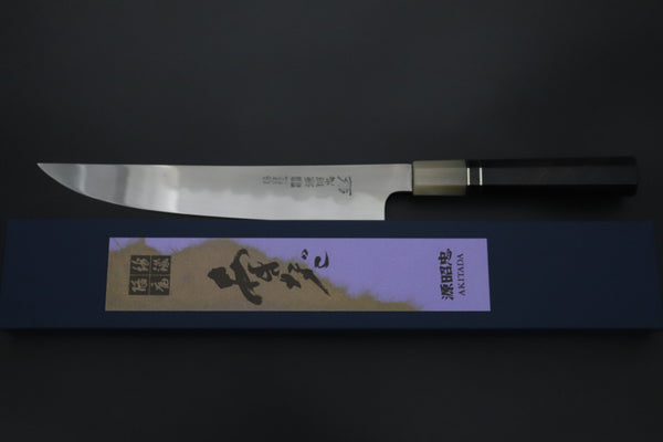 Mizuno Tanrenjo — Special Orders & Limited Editions Akitada Honyaki DX Blue Steel No.2 Series - Katana-Hocho 240mm (Single Bevel Edge, Versatile Single Bevel Edge Utility Slicer Knife, 9.4 Inch, MT-11)