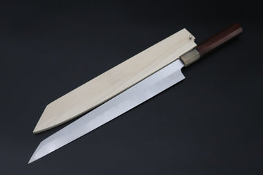 "Left Handed Version !!" Mizuno Tanrenjo — Special Orders & Limited Editions Akitada Honyaki White Steel Series - Kiritsuke Yanagiba 300mm (11.8 Inch, MT-18)