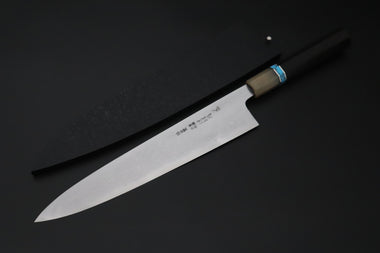 Mizuno Tanrenjo — Special Orders & Limited Editions “尖った Togatta” " Ao Hagane DX Blue Steel No.1 Suminagashi Wa Gyuto ( MT-12)