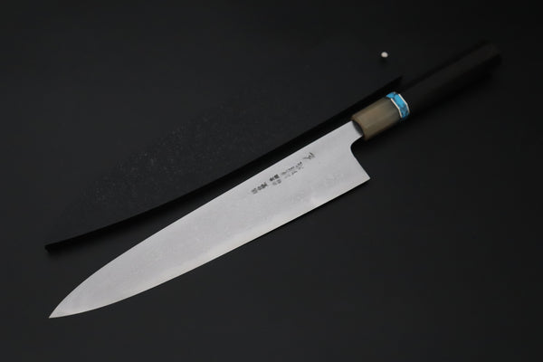 Mizuno Tanrenjo — Special Orders & Limited Editions “尖った Togatta” " Ao Hagane DX Blue Steel No.1 Suminagashi Wa Gyuto ( MT-12)