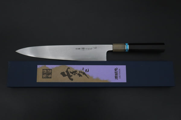 Mizuno Tanrenjo — Special Orders & Limited Editions “尖った Togatta” " Ao Hagane DX Blue Steel No.1 Suminagashi Wa Gyuto ( MT-12)