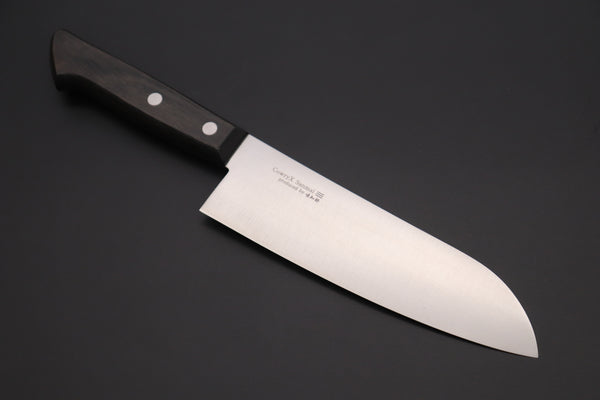 Hattori Limited, Cowry X, VG-2 clad HCX-1B Santoku 170mm (6.6 inch, Black Pakkawood Handle)