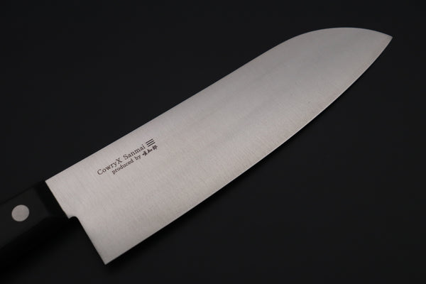 Hattori Limited, Cowry X, VG-2 clad HCX-1B Santoku 170mm (6.6 inch, Black Pakkawood Handle)