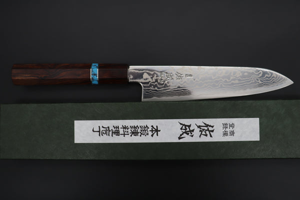 Custom Limited Edition, Sukenari HAP-40 Nickel Damascus Wa Santoku 190mm (7.4 inch, SCL-508)