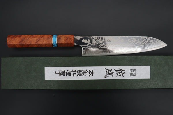 Custom Limited Edition, Sukenari HAP-40 Nickel Damascus Wa Santoku 190mm (7.4 inch, SCL-510)