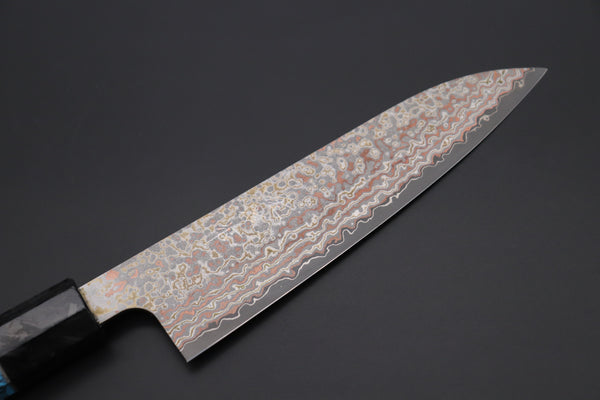 Takeshi Saji SUMMIT ― Limited Edition Custom Series VG-10W Multi-Colored Golden-Rainbow Damascus Wa Gyuto 180mm (7 Inch, STCL-302)