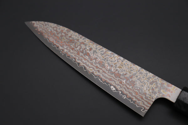 Takeshi Saji SUMMIT ― Limited Edition Custom Series VG-10W Multi-Colored Golden-Rainbow Damascus Wa Gyuto 180mm (7 Inch, STCL-302)