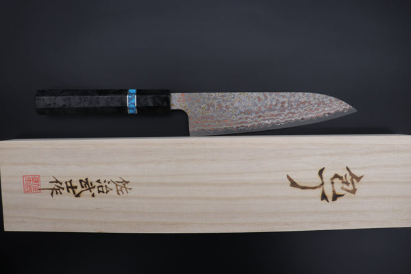 Takeshi Saji SUMMIT ― Limited Edition Custom Series VG-10W Multi-Colored Golden-Rainbow Damascus Wa Gyuto 180mm (7 Inch, STCL-302)