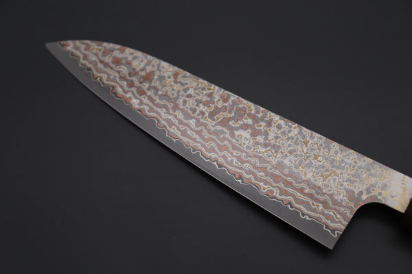 Takeshi Saji SUMMIT ― Limited Edition Custom Series VG-10W Multi-Colored Golden-Rainbow Damascus Wa Gyuto 180mm (7 Inch, STCL-303)