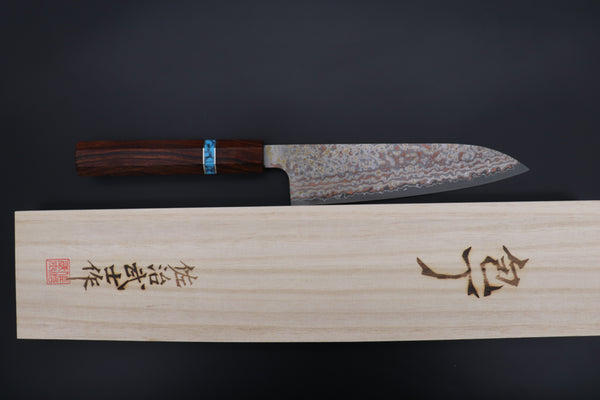 Takeshi Saji SUMMIT ― Limited Edition Custom Series VG-10W Multi-Colored Golden-Rainbow Damascus Wa Gyuto 180mm (7 Inch, STCL-303)