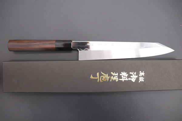 Fu-Rin-Ka-Zan Kiritsuke Fu-Rin-Ka-Zan Limited, FSO-74 Honyaki White Steel No.3 Kiritsuke 240mm (9.4 inch, Perfectly Mirror Polished Blade for Face Side blade, Octagon Shaped Ebonywood Handle)