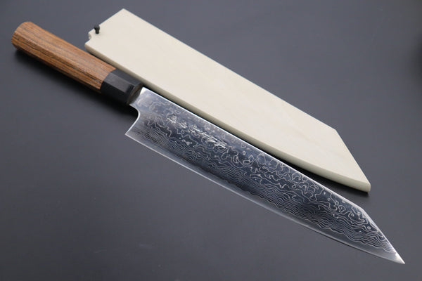Fu-Rin-Ka-Zan Kiritsuke Fu-Rin-Ka-Zan R-2 Damascus Wa Series Special Kiritsuke-Slicer (240mm and 270mm, 2 sizes, Narrower Blade Width, Octagonal Bocote Wood Handle))