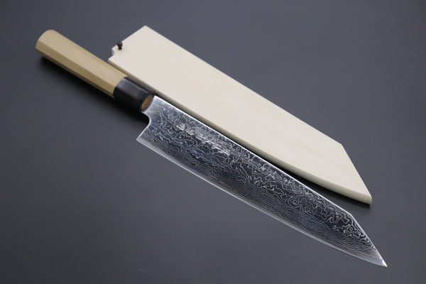 Fu-Rin-Ka-Zan Kiritsuke FRD-9 Kiritsuke 270mm (narrower blade width) Fu-Rin-Ka-Zan R-2 Damascus Wa Series Special Kiritsuke-Slicer (240mm and 270mm, 2 sizes, Narrower Blade Width, Octagonal Magnolia Wood Handle)