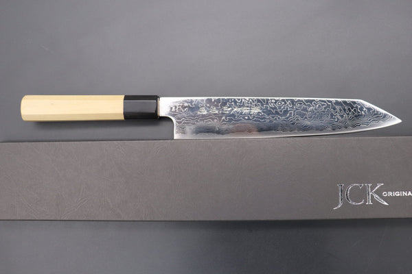 Fu-Rin-Ka-Zan Kiritsuke Fu-Rin-Ka-Zan R-2 Damascus Wa Series Special Kiritsuke-Slicer (240mm and 270mm, 2 sizes, Narrower Blade Width, Octagonal Magnolia Wood Handle)