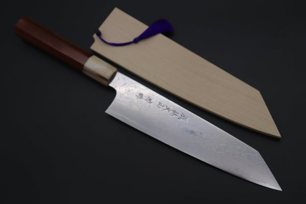 Fu-Rin-Ka-Zan Kiritsuke FRDYP-29 Kiritsuke 210mm (8.2 Inch) Fu-Rin-Ka-Zan YUTAKA 豊佳 Series R-2 Damascus Edition FRDYP-29 Kiritsuke 210mm (8.2 Inch, Octagonal Desert Ironwood Handle with Marble Color Water Buffalo Horn Ferrule)