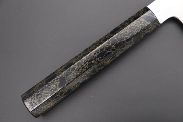 Fu-Rin-Ka-Zan Kiritsuke FRDYP-35 Kiritsuke 240mm (9.4 Inch) Fu-Rin-Ka-Zan YUTAKA 豊佳 Series R-2 Damascus Edition FRDYP-35 Kiritsuke 240mm (9.4 Inch, Octagonal Black-Golden-Color-Turquoise Composite Stone Handle)