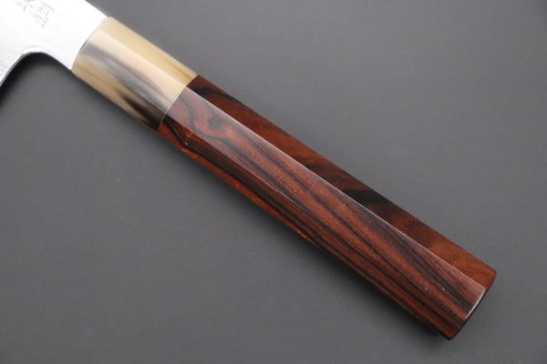 Fu-Rin-Ka-Zan Kiritsuke FRDYP-36 Kiritsuke 240mm (9.4 Inch) Fu-Rin-Ka-Zan YUTAKA 豊佳 Series R-2 Damascus Edition FRDYP-36 Kiritsuke 240mm (9.4 Inch, Octagonal Desert Ironwood Handle with Marble Color Water Buffalo Horn Ferrule)