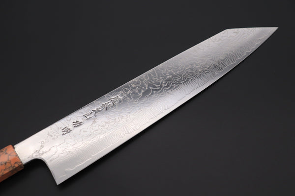 Fu-Rin-Ka-Zan Kiritsuke FRDYP-41 Kiritsuke 270mm (10.6 Inch) Fu-Rin-Ka-Zan YUTAKA 豊佳 Series R-2 Damascus Edition FRDYP-41 Kiritsuke 270mm (10.6 Inch, Octagonal Desert Ironwood handle with a Soft Pink Turquoise Composite Stone Ferrule & Butt)