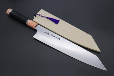 Fu-Rin-Ka-Zan Kiritsuke FR2YP-15 Kiritsuke 270mm(10.6inch) Fu-Rin-Ka-Zan YUTAKA 豊佳 Series R-2 Edition FR2YP-15 Kiritsuke 270mm (10.6 Inch, Octagonal Ebonywood handle with a Soft Pink Turquoise Gem-Composite Stone Ferrule & Butt with Nickel Silver Spacers