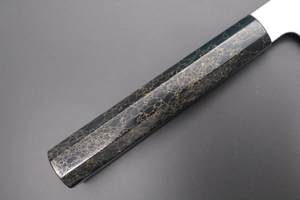 Fu-Rin-Ka-Zan Kiritsuke FR2YP-6 Kiritsuke 240mm(9.4inch) Fu-Rin-Ka-Zan YUTAKA 豊佳 Series R-2 Edition FR2YP-6 Kiritsuke 240mm (9.4 Inch, Octagonal Black-Golden-Color-Turquoise Composite Stone Handle)
