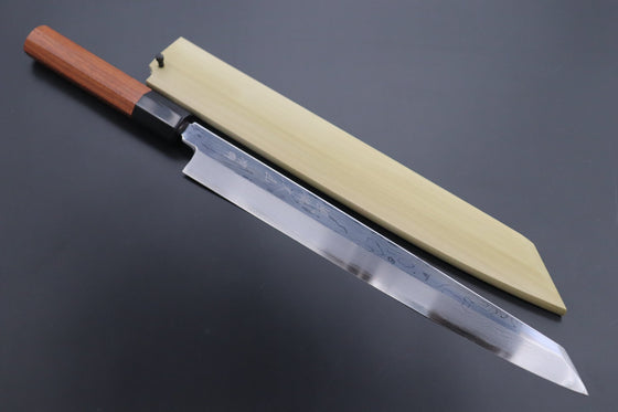 Fu-Rin-Ka-Zan Kiritsuke Yanagiba FSO-55 Kiritsuke Yanagiba 300mm(11.8inch) Fu-Rin-Ka-Zan Limited, Blue Steel No.1 Suminagashi FSO-55 Kiritsuke Yanagiba 300mm (11.8 inch, Octagon Shaped Quince Wood Handle)