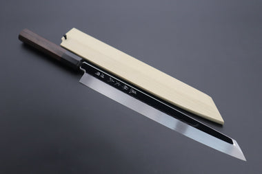 Fu-Rin-Ka-Zan Kiritsuke Yanagiba FSO-77B Kiritsuke Yanagiba 300mm (11.8 inch-Black Water Buffalo Horn Ferrule) Fu-Rin-Ka-Zan Limited, FSO-77 Honyaki White Steel No.3 Kiritsuke Yanagiba 300mm (11.8 inch, Perfectly Mirror Polished Blade for Face Side blade, Octagonal Ebonywood Handle)