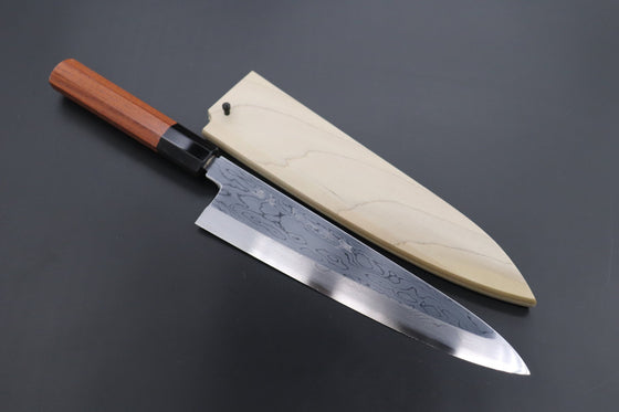 Fu-Rin-Ka-Zan Wa Gyuto Fu-Rin-Ka-Zan Limited, Blue Steel No.1 Suminagashi Wa Gyuto 240mm (9.4 inch) (Octagon Shaped Quince Wood Handle,FSO-30Q)