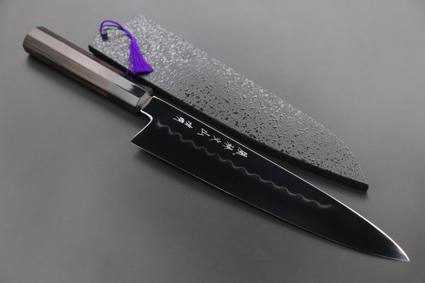 Fu-Rin-Ka-Zan Wa Gyuto FSO-103 Wa Gyuto 270mm (Black Ferrule 10.6 inch) Fu-Rin-Ka-Zan Limited, FSO-103 Honyaki White Steel No.3 Wa Gyuto 270mm (10.6 inch, Perfectly Mirror Polished Blade, Octagonal Ebonywood Handle)