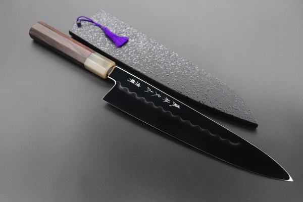 Fu-Rin-Ka-Zan Wa Gyuto FSO-103W Wa Gyuto 270mm (White Ferrule 10.6 inch) Fu-Rin-Ka-Zan Limited, FSO-103 Honyaki White Steel No.3 Wa Gyuto 270mm (10.6 inch, Perfectly Mirror Polished Blade, Octagonal Ebonywood Handle)