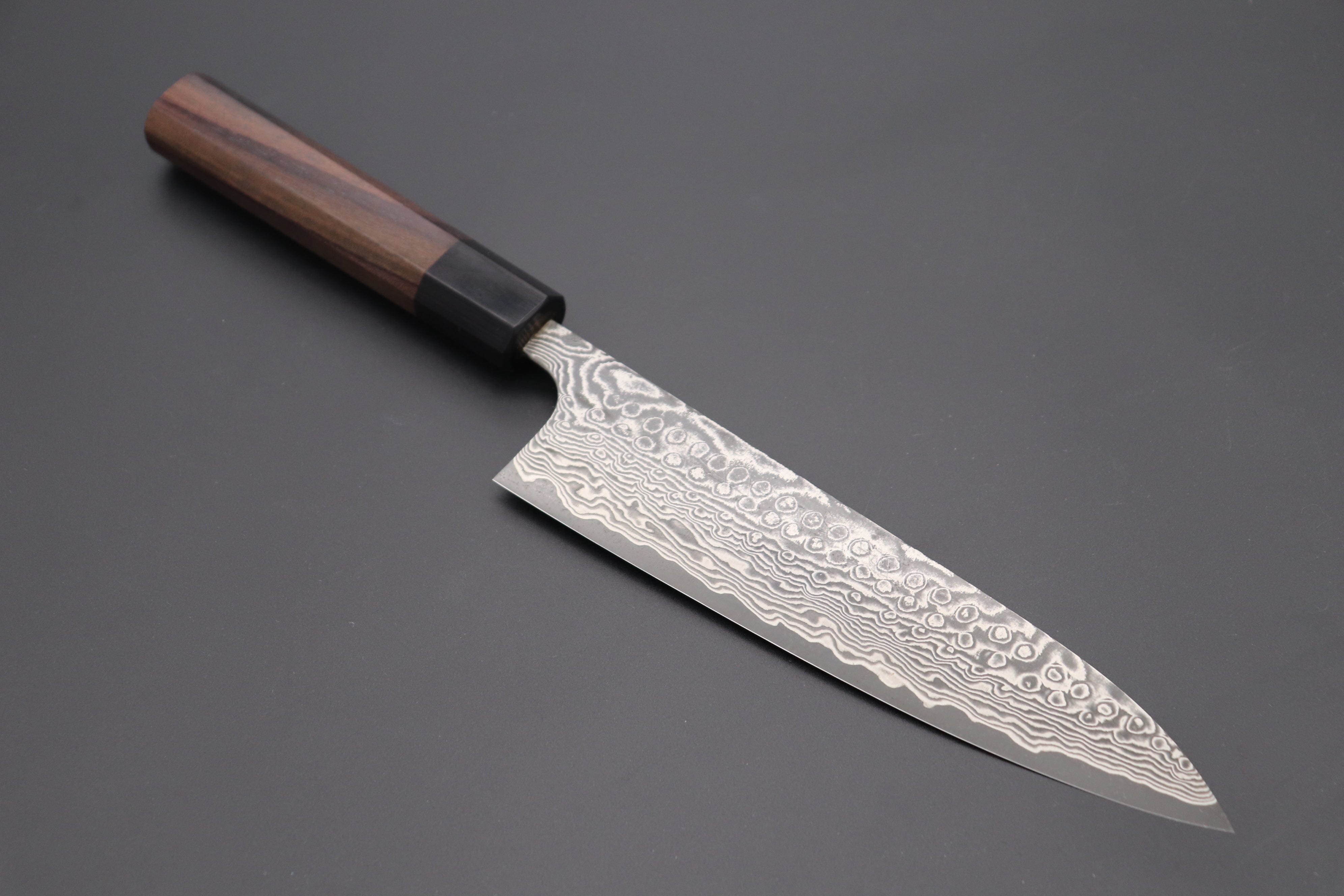 Saji Hamono R2 Diamond Damascus - Japanese 180mm Gyuto Knife with Turq –  Tokushu Knife