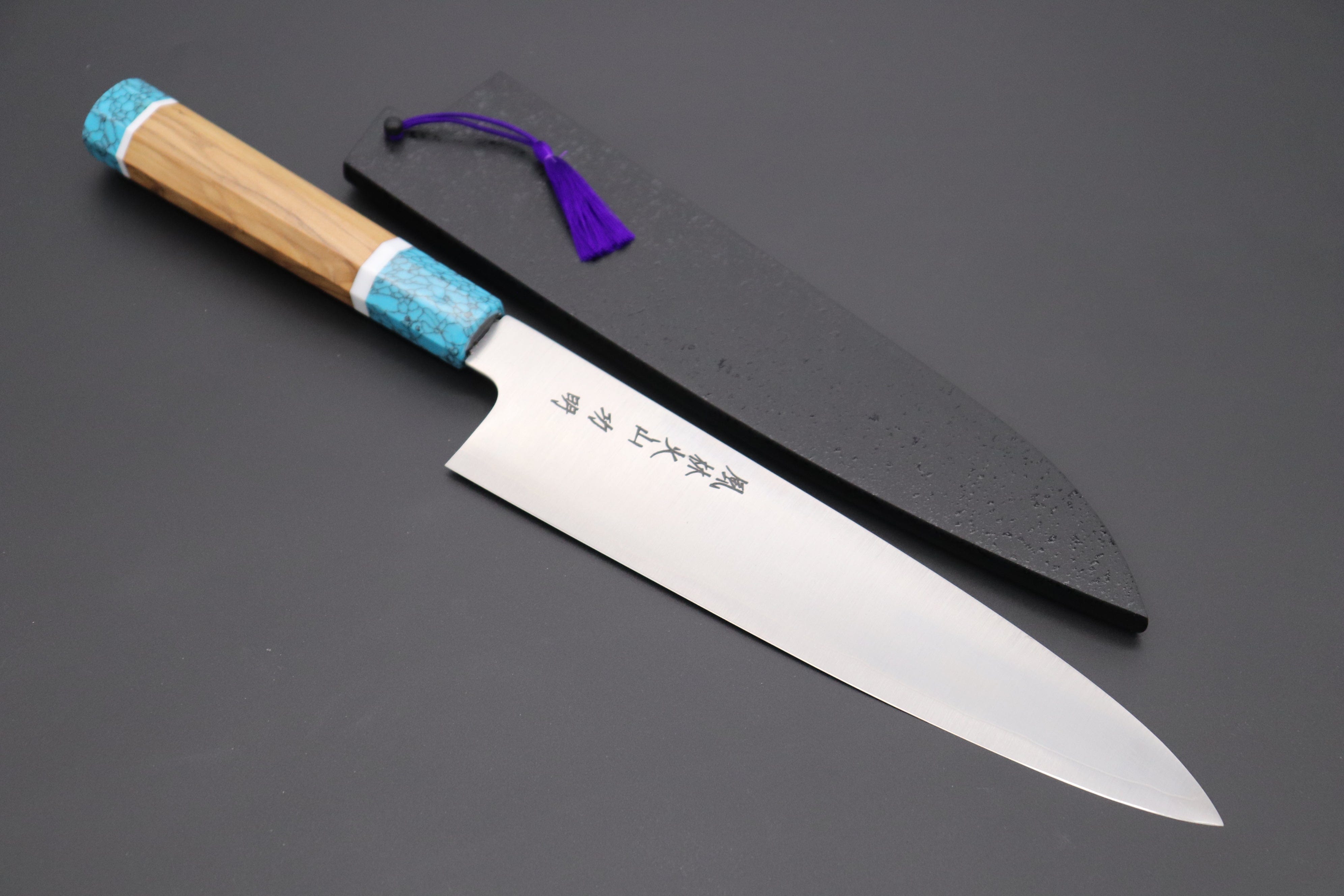 Chinese Cleaver Chef Knife Cuisine Cooking Tools Sandalwood Handle  Turquoise Home Tool 