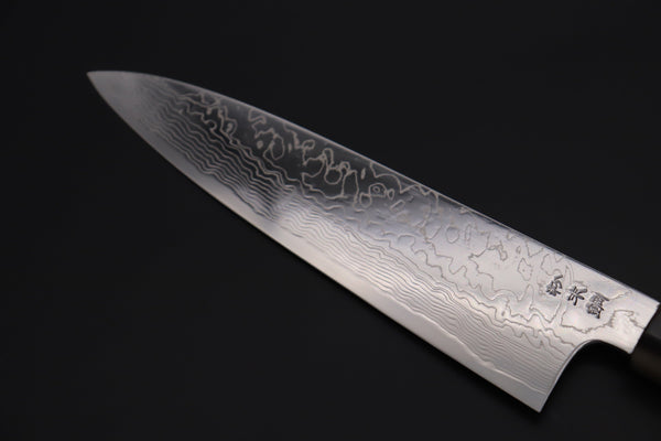 Fu-Rin-Ka-Zan Wa Gyuto FRDYP-19 Wa Gyuto 210mm (8.2 Inch) Fu-Rin-Ka-Zan YUTAKA 豊佳 Series R-2 Damascus Edition FRDYP-19 Wa Gyuto 210mm (8.2 Inch, Octagonal Desert Ironwood Handle with Marble Color Water Buffalo Horn Ferrule)