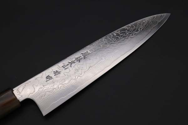 Fu-Rin-Ka-Zan Wa Gyuto FRDYP-19 Wa Gyuto 210mm (8.2 Inch) Fu-Rin-Ka-Zan YUTAKA 豊佳 Series R-2 Damascus Edition FRDYP-19 Wa Gyuto 210mm (8.2 Inch, Octagonal Desert Ironwood Handle with Marble Color Water Buffalo Horn Ferrule)