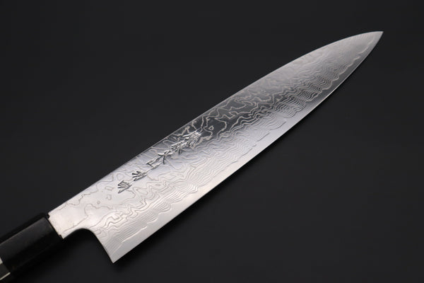 Fu-Rin-Ka-Zan Wa Gyuto FRDYP-30 Wa Gyuto 240mm (9.4 Inch) Fu-Rin-Ka-Zan YUTAKA 豊佳 Series R-2 Damascus Edition FRDYP-30 Wa Gyuto 240mm (9.4 Inch, Octagonal Desert Ironwood handle with a Black-Golden-Color-Turquoise Composite Stone Ferrule & Butt with Nickel Silver Spacers)