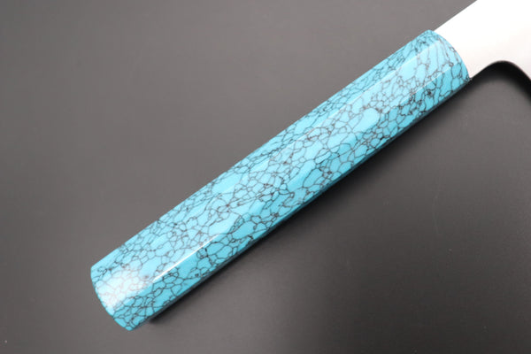 Fu-Rin-Ka-Zan Wa Gyuto FR2YP-4 Wa Gyuto 270mm(10.6inch) Fu-Rin-Ka-Zan YUTAKA 豊佳 Series R-2 Edition FR2YP-4 Wa Gyuto 270mm (10.6 Inch, Octagonal Turquoise Composite Stone Handle)